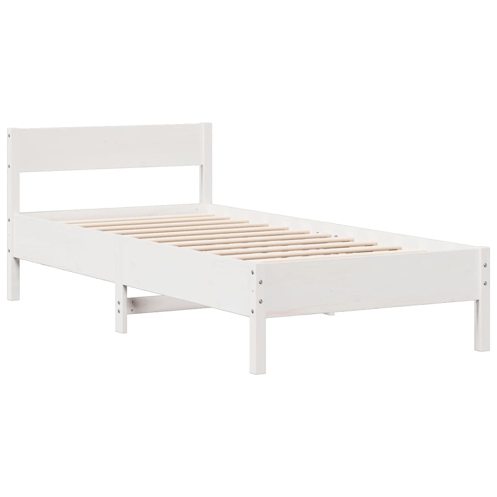 Cama com estante sem colchão 90x190 cm pinho maciço branco