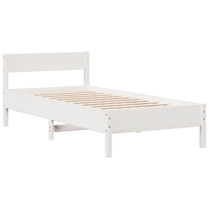 Cama com estante sem colchão 90x190 cm pinho maciço branco