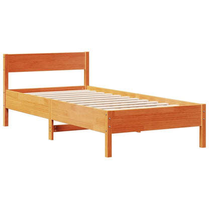 Cama com estante sem colchão 75x190cm pinho maciço castanho-mel