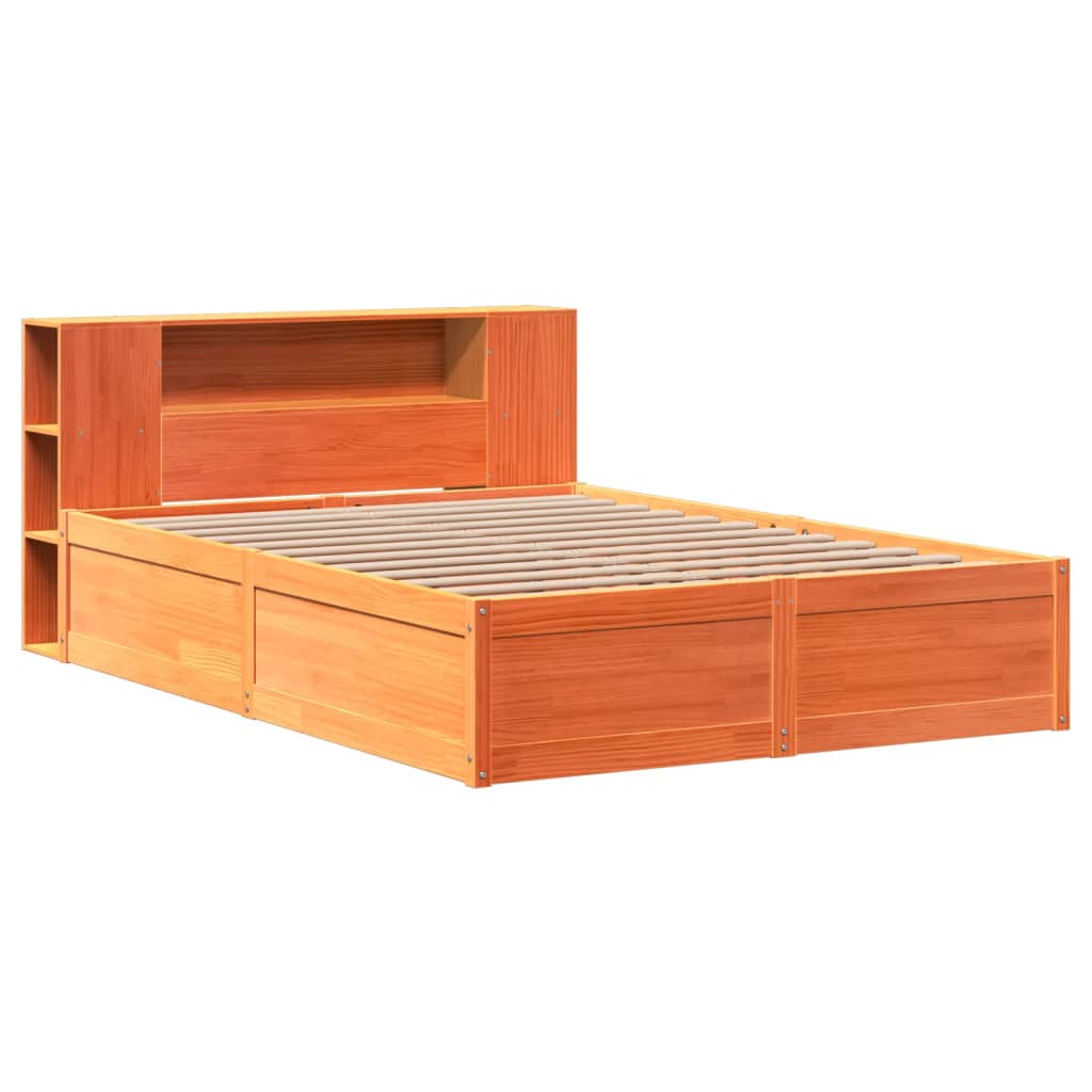 Cama sem colchão 135x190 cm madeira pinho maciça castanho-mel