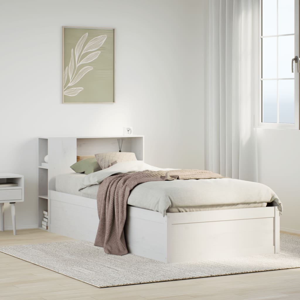 Cama sem colchão 90x190 cm madeira de pinho maciça branco