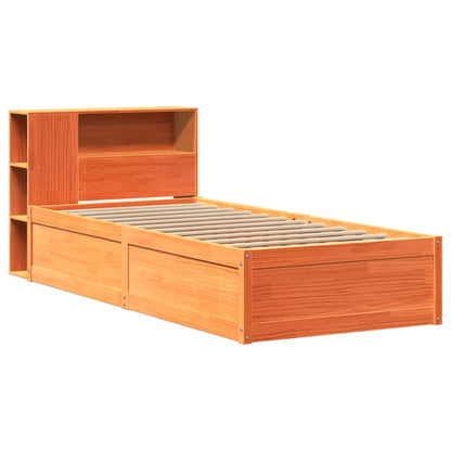 Cama sem colchão 75x190 cm madeira de pinho maciça castanho-mel