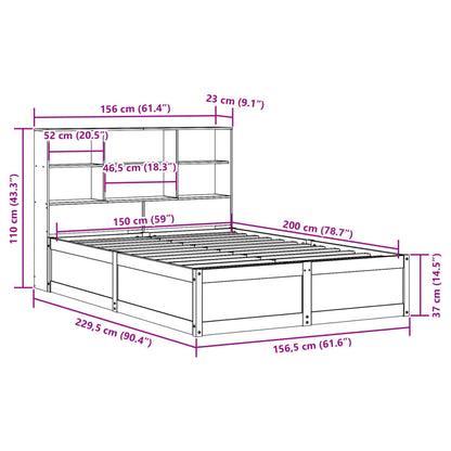 Cama sem colchão 150x200 cm madeira de pinho maciça branco