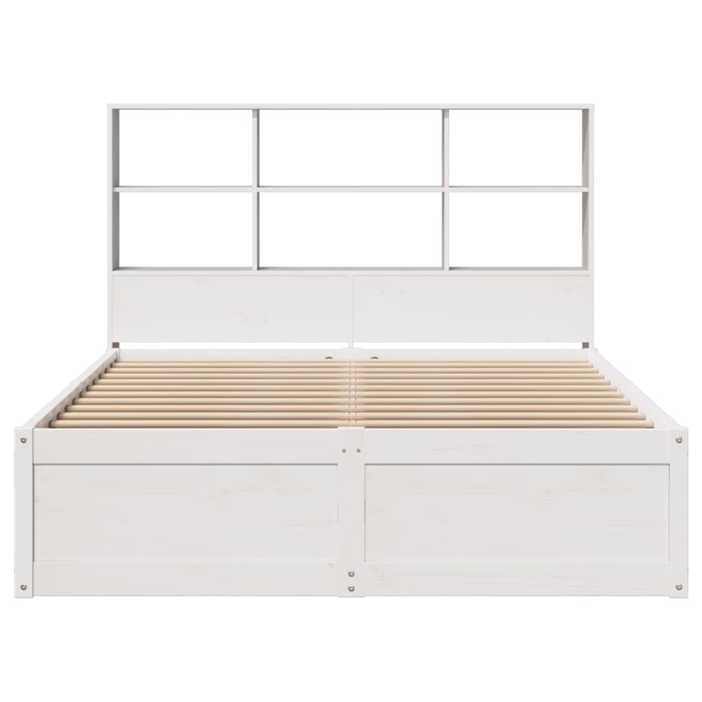 Cama sem colchão 140x190 cm madeira de pinho maciça branco