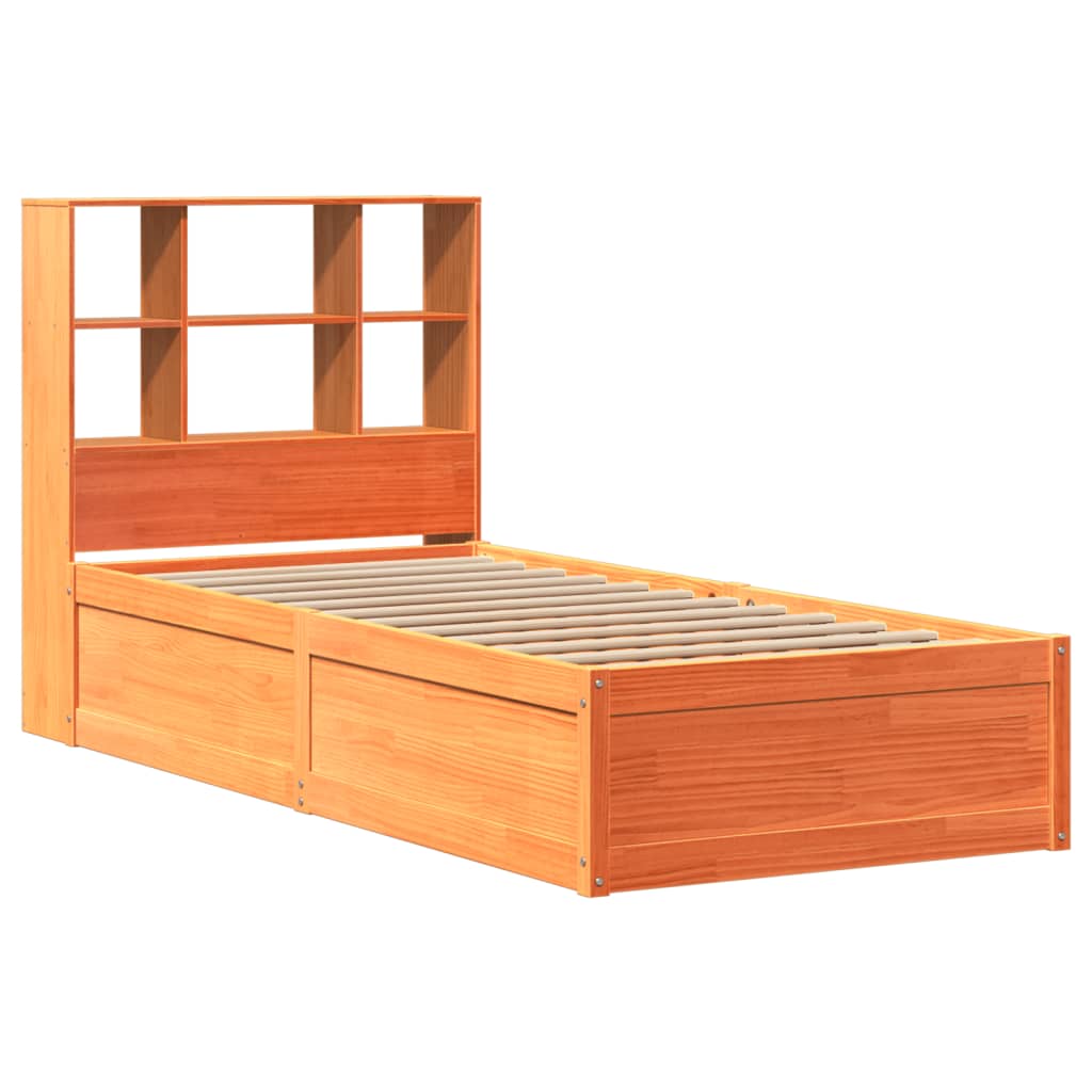 Cama sem colchão 90x190 cm madeira de pinho maciça castanho-mel