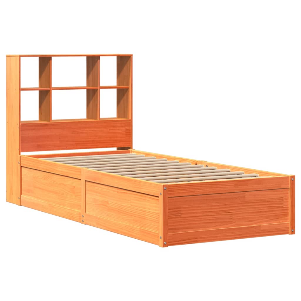 Cama sem colchão 75x190 cm madeira de pinho maciça castanho-mel