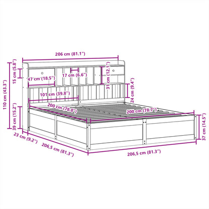 Cama sem colchão 200x200 cm madeira de pinho maciça branco