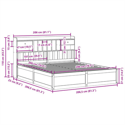 Cama sem colchão 200x200 cm pinho maciço castanho-mel