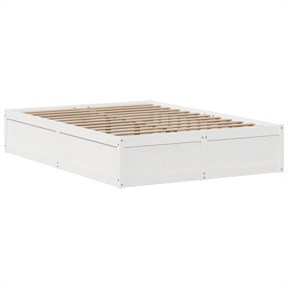 Cama sem colchão 140x190 cm madeira de pinho maciça branco