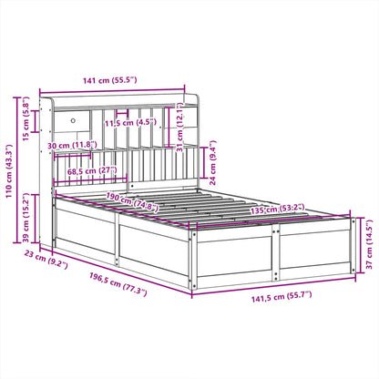 Cama sem colchão 135x190 cm madeira de pinho maciça