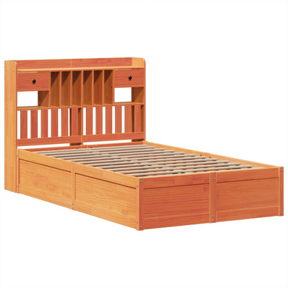 Cama sem colchão 135x190 cm madeira pinho maciça castanho-mel