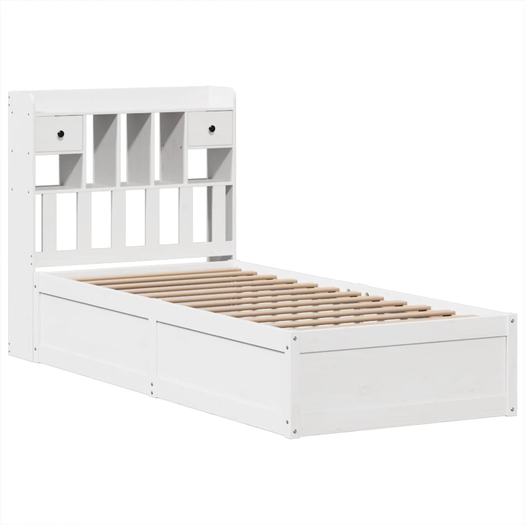 Cama sem colchão 75x190 cm madeira de pinho maciça branco