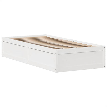 Cama sem colchão 75x190 cm madeira de pinho maciça branco