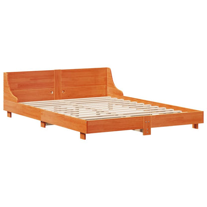 Cama sem colchão 135x190 cm madeira pinho maciça castanho-mel