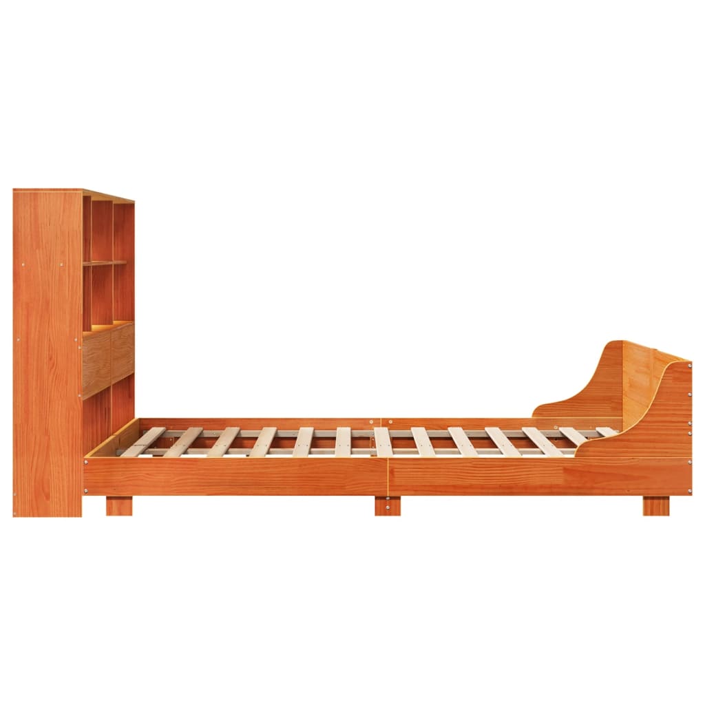 Cama sem colchão 135x190 cm madeira pinho maciça castanho-mel