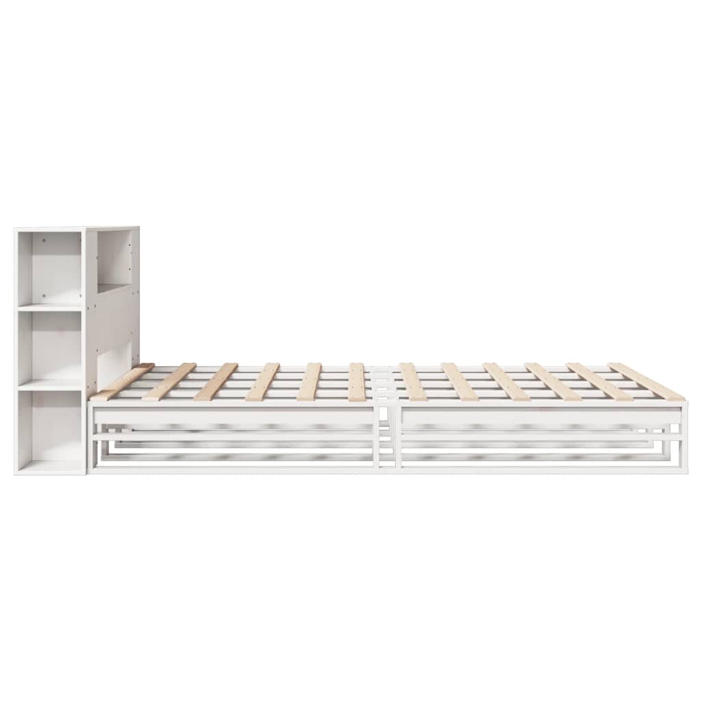 Cama com estante sem colchão 120x200 cm madeira maciça branco