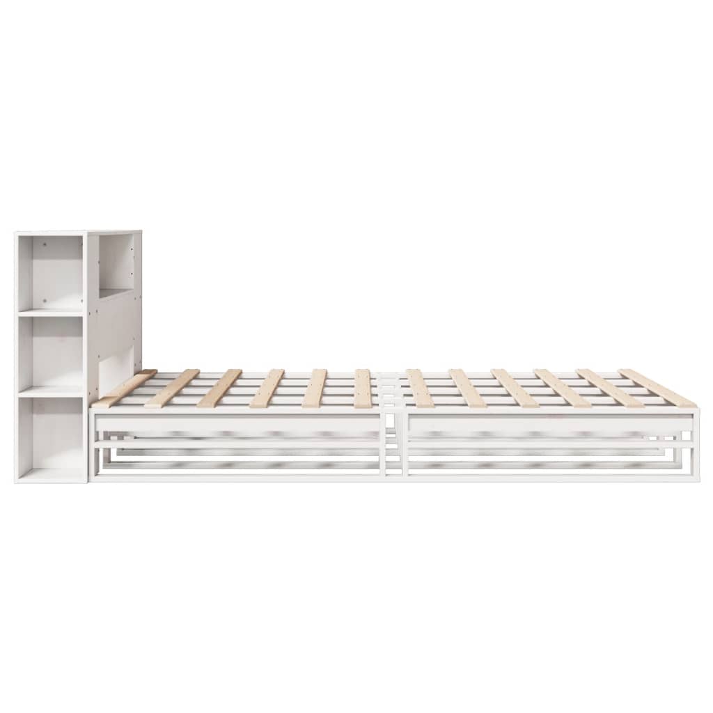 Cama com estante sem colchão 150x200 cm madeira maciça branco