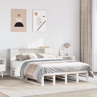 Cama com estante sem colchão 120x190 cm madeira maciça branco