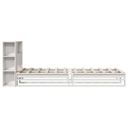 Cama com estante sem colchão 90x200 cm madeira maciça branco