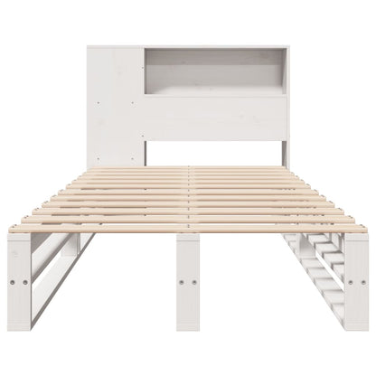 Cama com estante sem colchão 100x200 cm madeira maciça branco