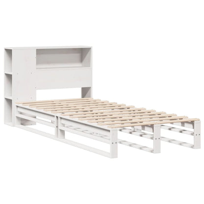 Cama com estante sem colchão 75x190 cm madeira maciça branco