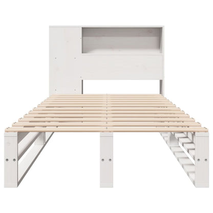 Cama com estante sem colchão 75x190 cm madeira maciça branco