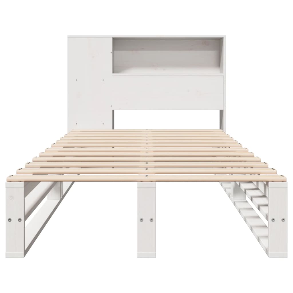 Cama com estante sem colchão 90x190 cm madeira maciça branco