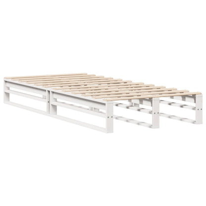 Cama com estante sem colchão 90x200 cm madeira maciça branco