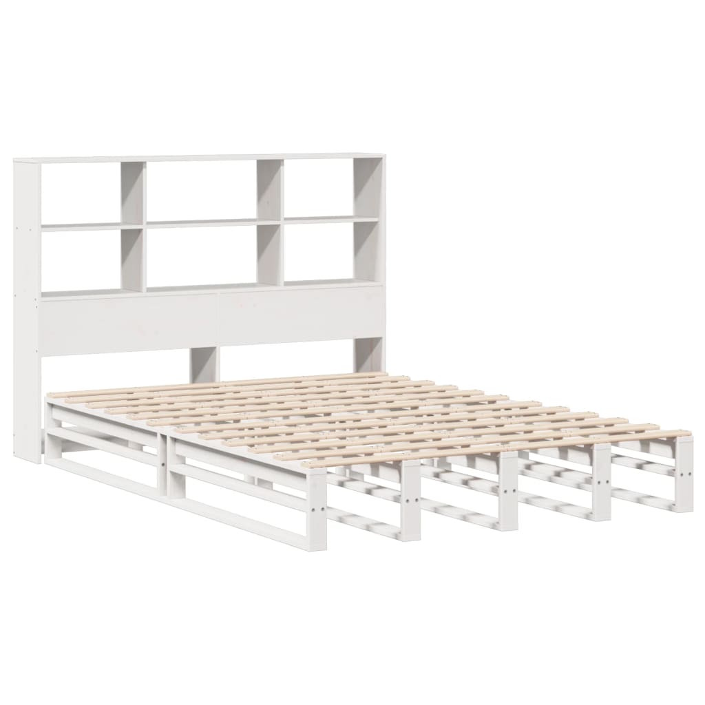 Cama com estante sem colchão 120x200 cm madeira maciça branco