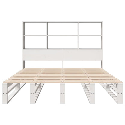 Cama com estante sem colchão 120x200 cm madeira maciça branco