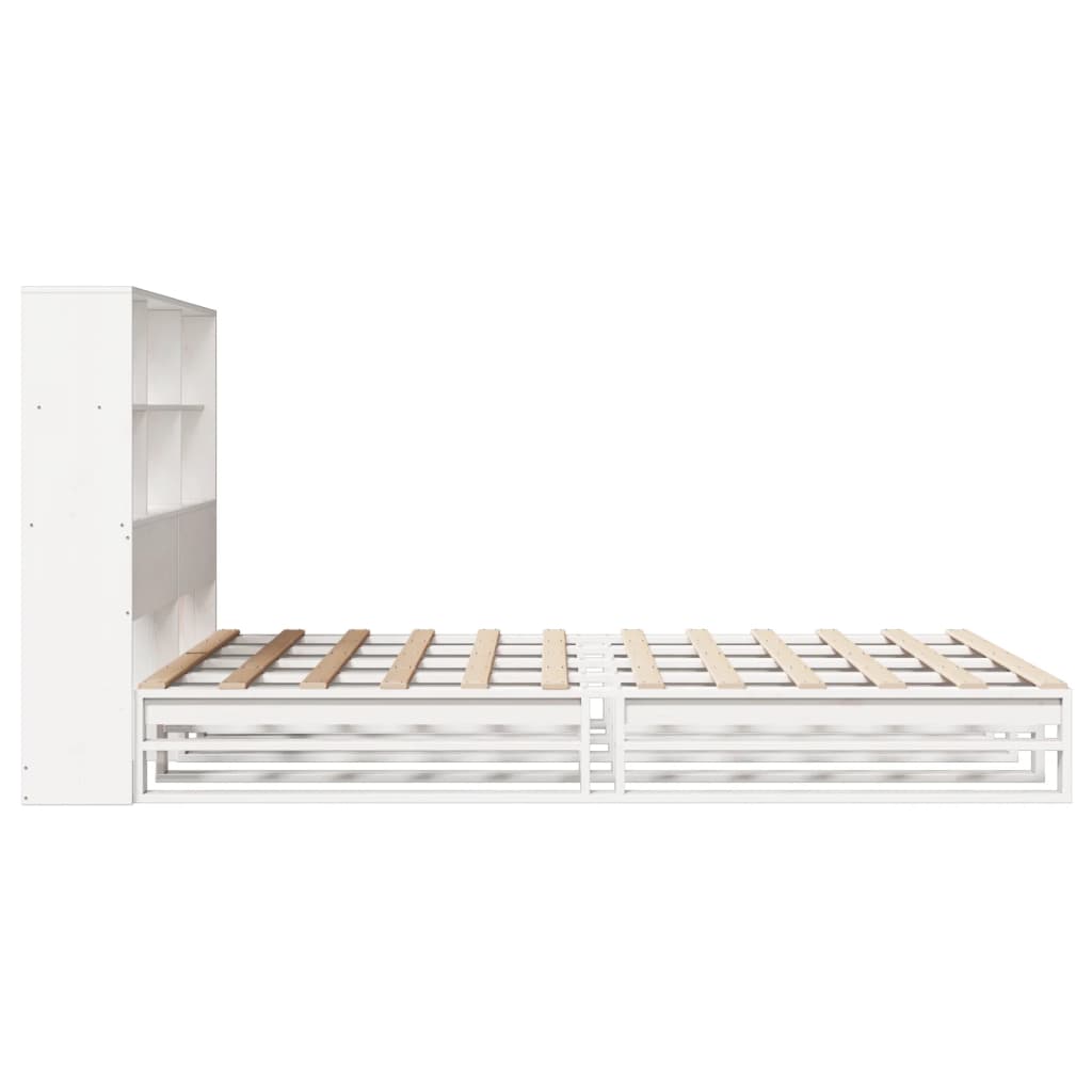 Cama com estante sem colchão 120x200 cm madeira maciça branco