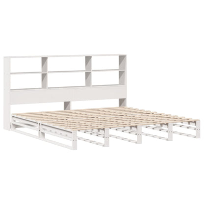 Cama com estante sem colchão 180x200 cm madeira maciça branco