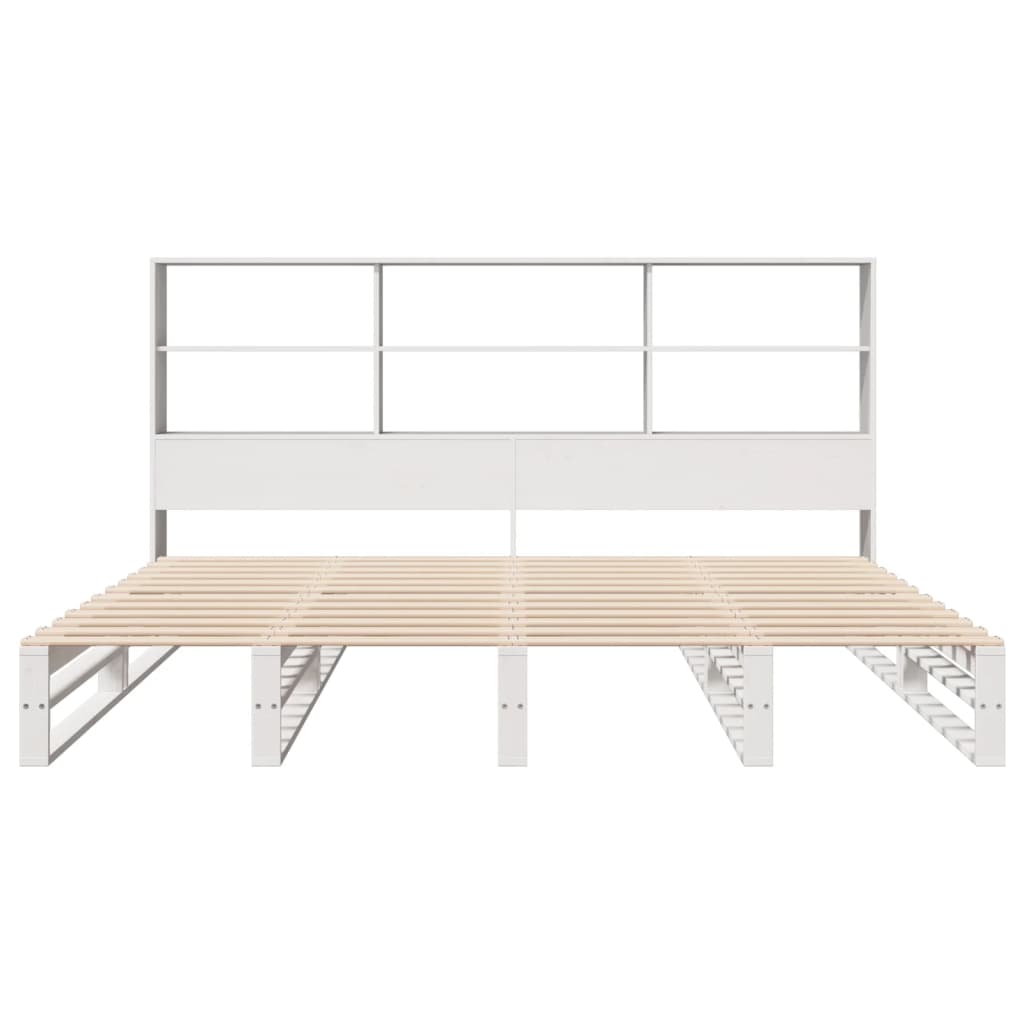 Cama com estante sem colchão 180x200 cm madeira maciça branco