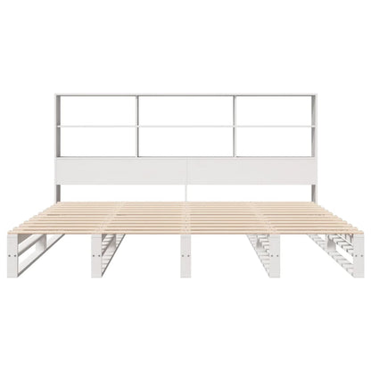 Cama com estante sem colchão 180x200 cm madeira maciça branco