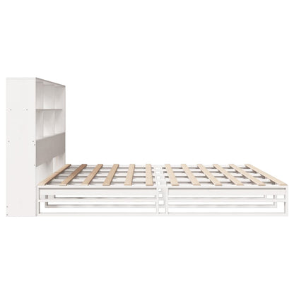 Cama com estante sem colchão 180x200 cm madeira maciça branco