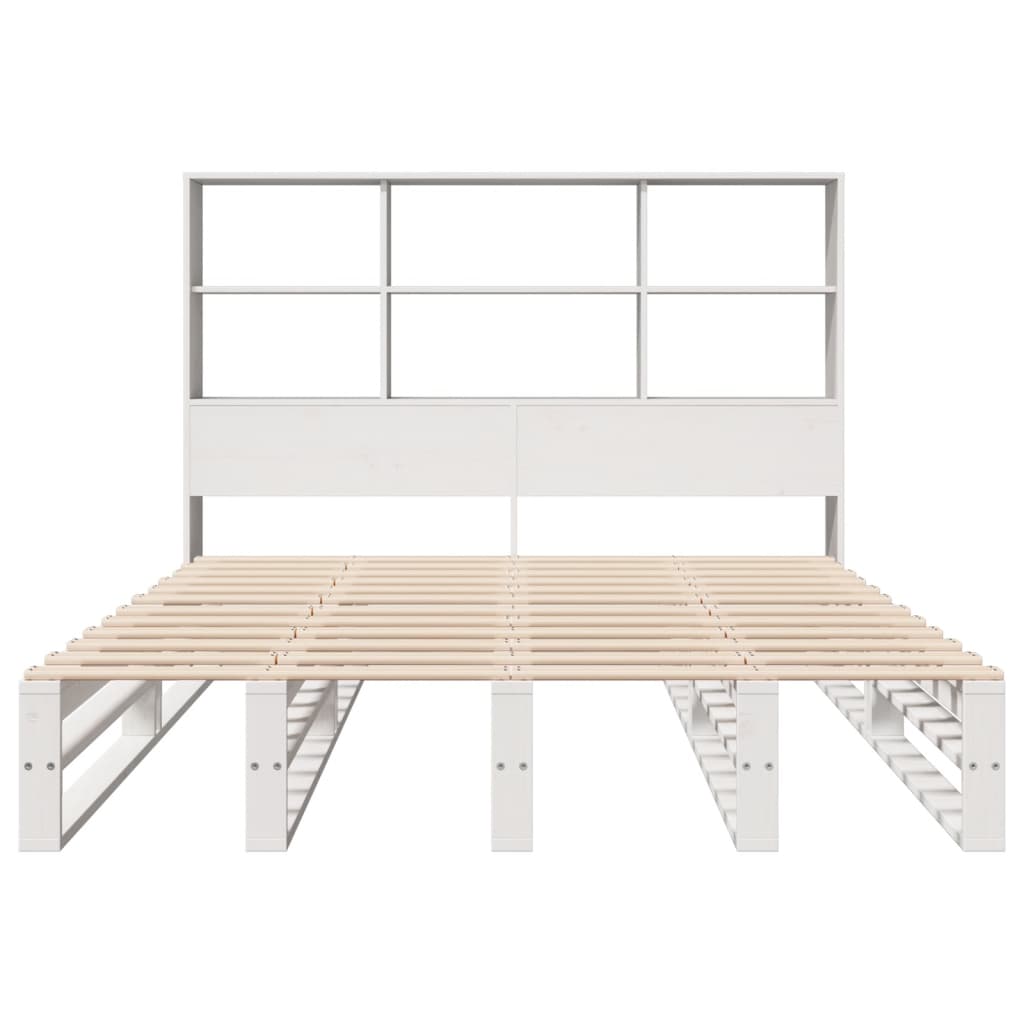 Cama com estante sem colchão 120x190 cm madeira maciça branco