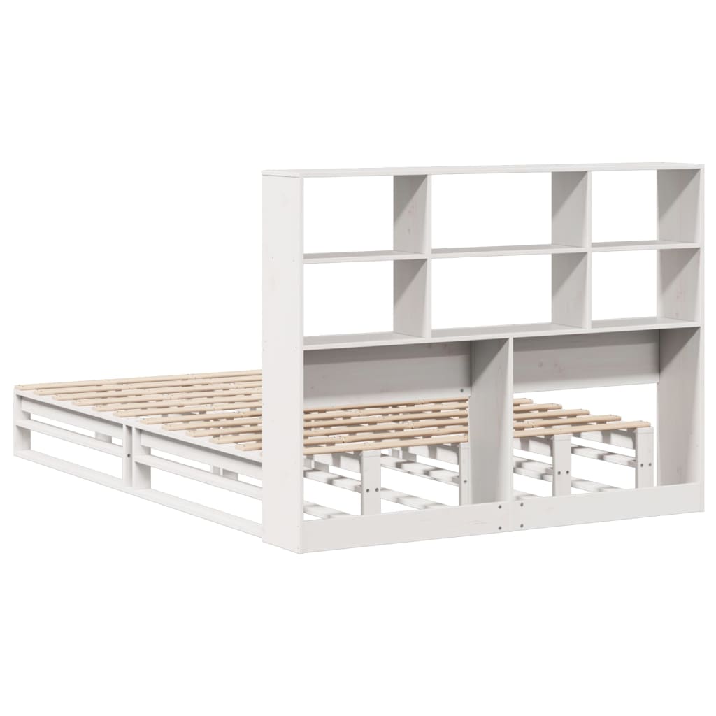 Cama com estante sem colchão 120x190 cm madeira maciça branco