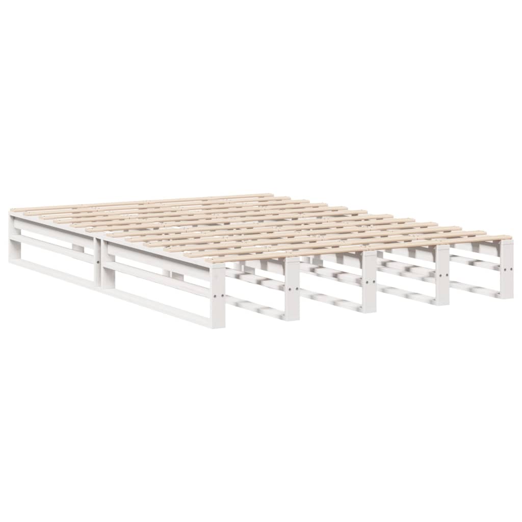 Cama com estante sem colchão 135x190 cm madeira maciça branco