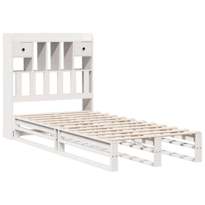 Cama com estante sem colchão 90x200 cm pinho maciço branco