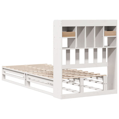 Cama com estante sem colchão 90x200 cm pinho maciço branco