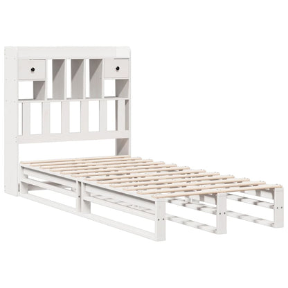 Cama com estante sem colchão 75x190 cm pinho maciço branco