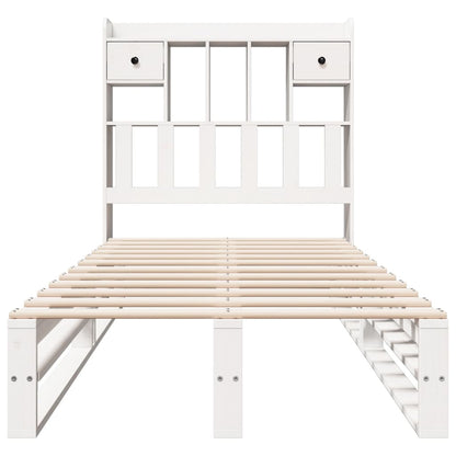 Cama com estante sem colchão 75x190 cm pinho maciço branco