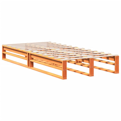 Cama com estante sem colchão 75x190cm pinho maciço castanho-mel