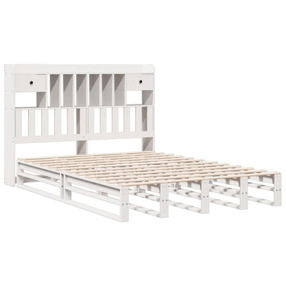 Cama com estante sem colchão 140x190 cm pinho maciço branco