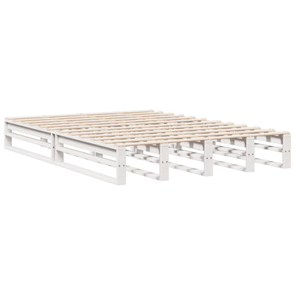 Cama com estante sem colchão 140x190 cm pinho maciço branco