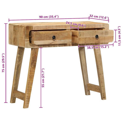 Mesa consola 90x32x75 cm madeira de mangueira áspera maciça