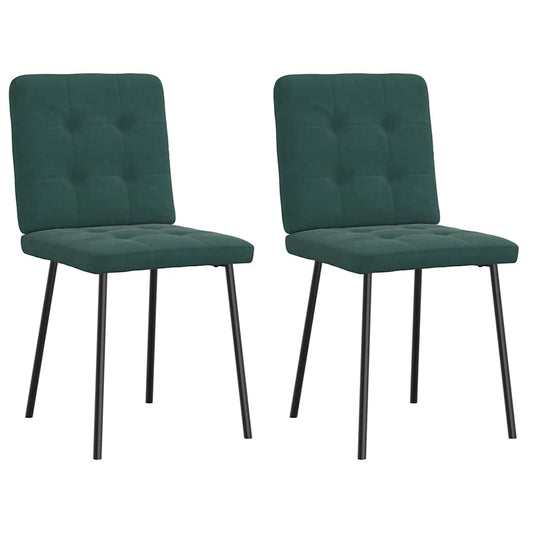 Cadeiras de jantar 2 pcs veludo verde-escuro