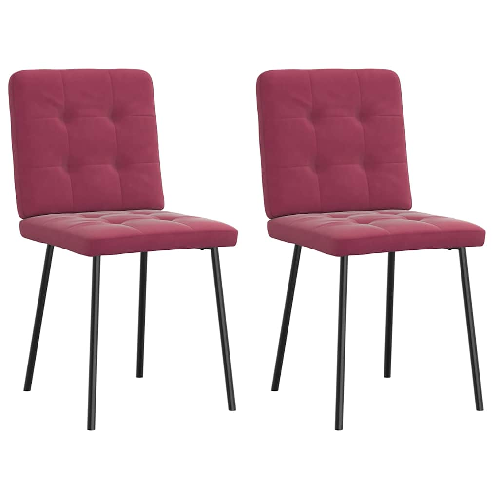 Cadeiras de jantar 2 pcs veludo vermelho tinto