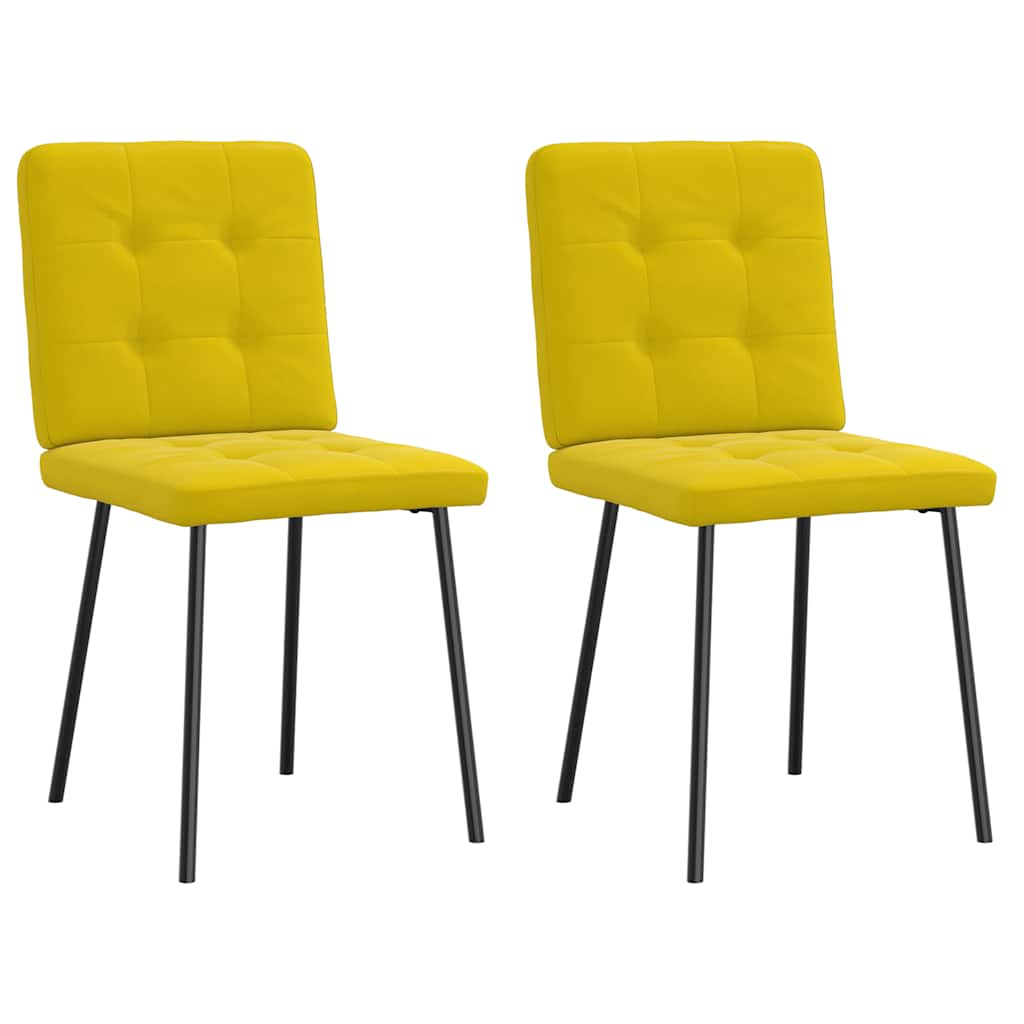 Cadeiras de jantar 2 pcs veludo amarelo