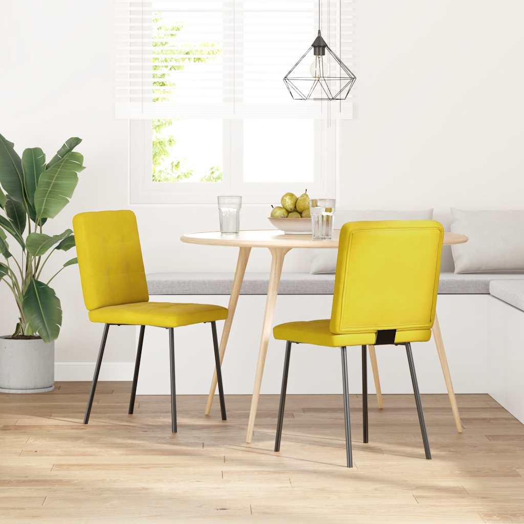 Cadeiras de jantar 2 pcs veludo amarelo